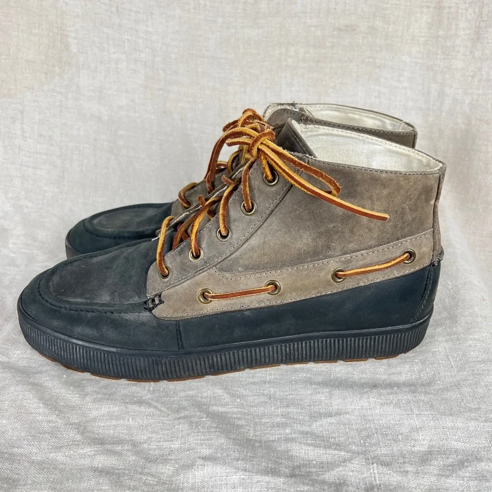 Polo Ralph Lauren Delmont Boots Mens 10.5D Leather Chukka Boat Grey Brown Rugged